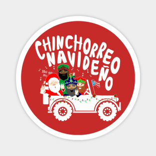 Puerto Rican Christmas Chinchorreo Coquito Santa Three Kings Text White Magnet